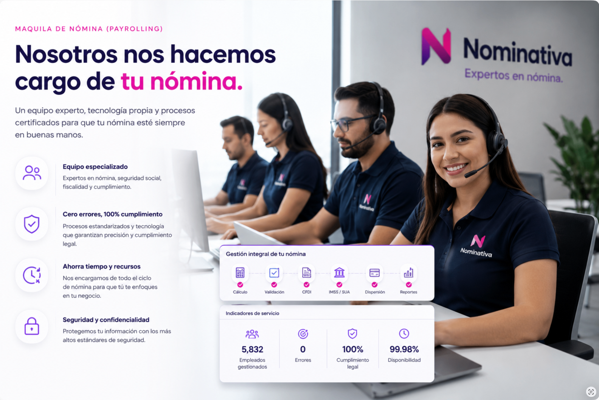Equipo especializado de Nominativa en maquila de nómina